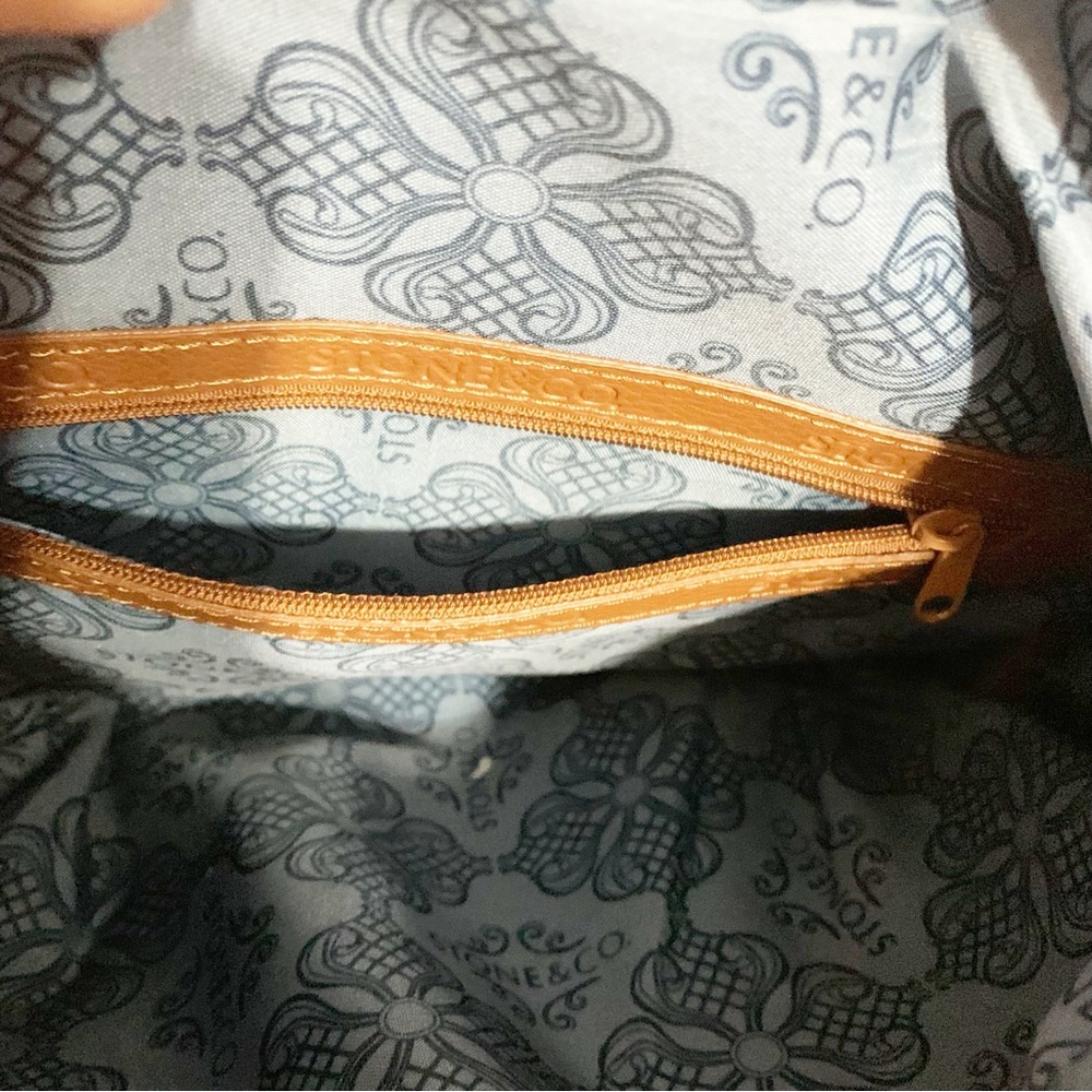 Stone and Co. Brown Leather Crossbody Shoulder Bag Fully Lined in Blue Pockets - Picture 14 of 16
